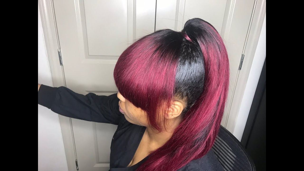 PROTECTIVE EXTENDED PONYTAIL WITH CHINESE BANGS | On Short NATURAL Hair
