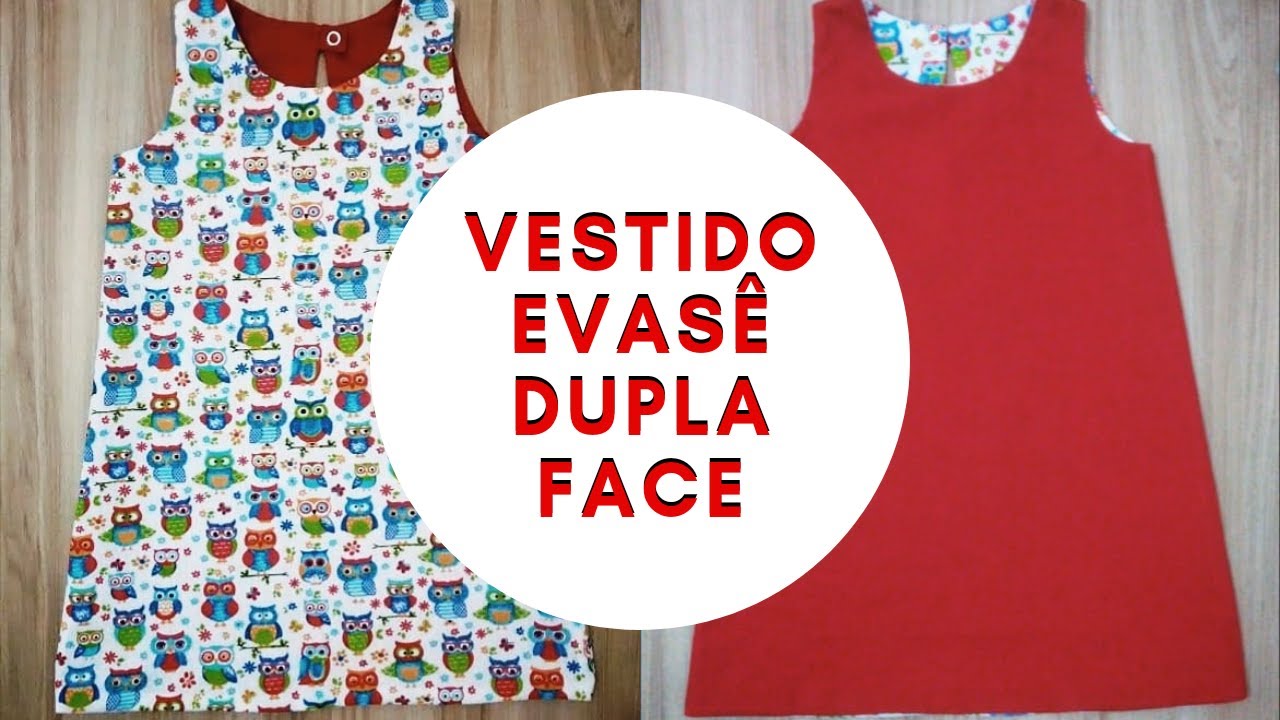 Vestido dupla face infantil/ costura passo a passo