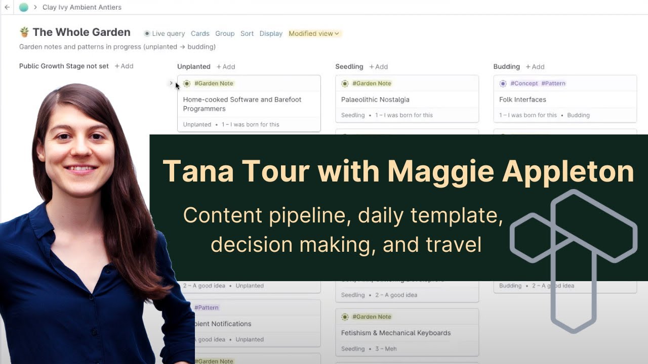 Tana Tour with Maggie Appleton: Content pipeline, daily template, decision making, and travel