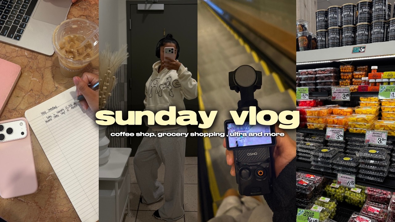 productive sunday vlog : coffee shop, grocery shopping,ulta, meal prep and more