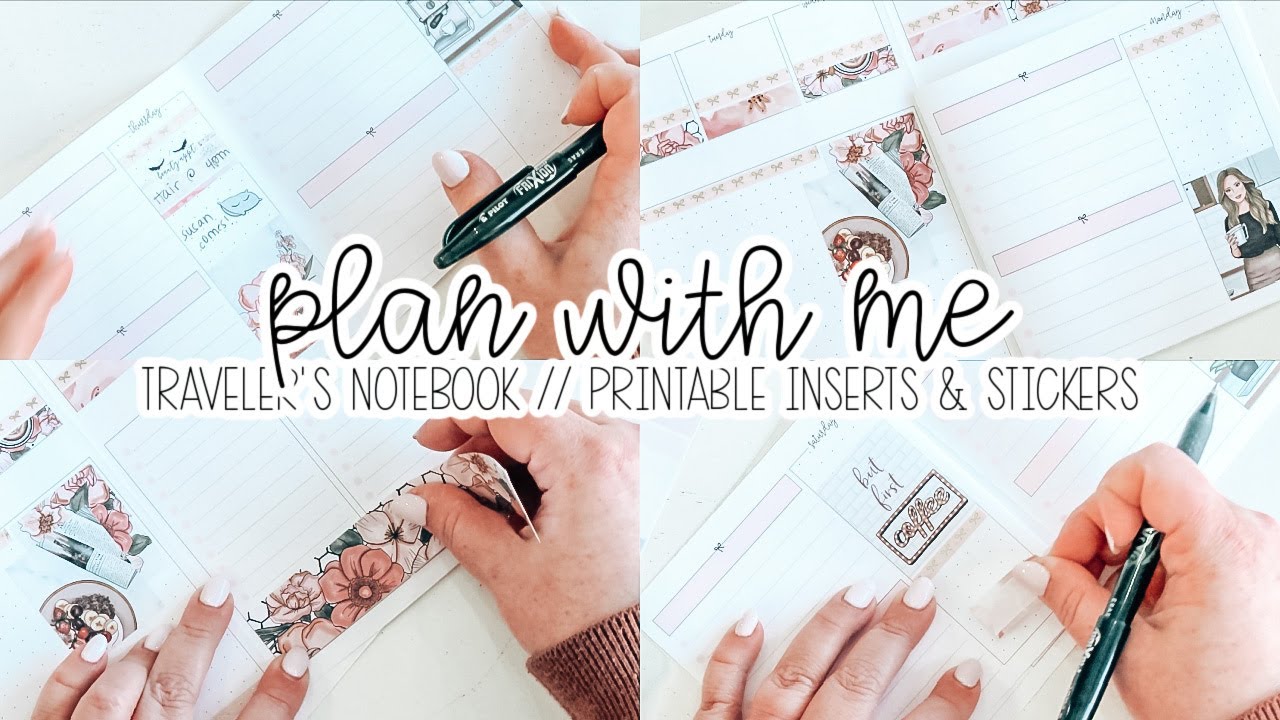 PLAN WITH ME // TRAVELER'S NOTEBOOK // DAILY PRINTABLE INSERTS // PRINTABLE STICKERS
