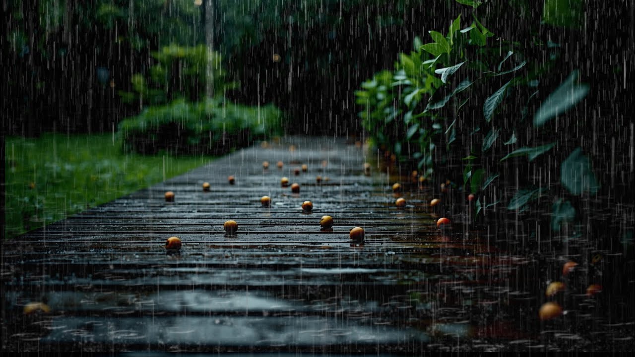 Forest Park Rain Relaxing Rain on Wooden Path for Deep Sleep & Stress Relief,rain sound for sleeping