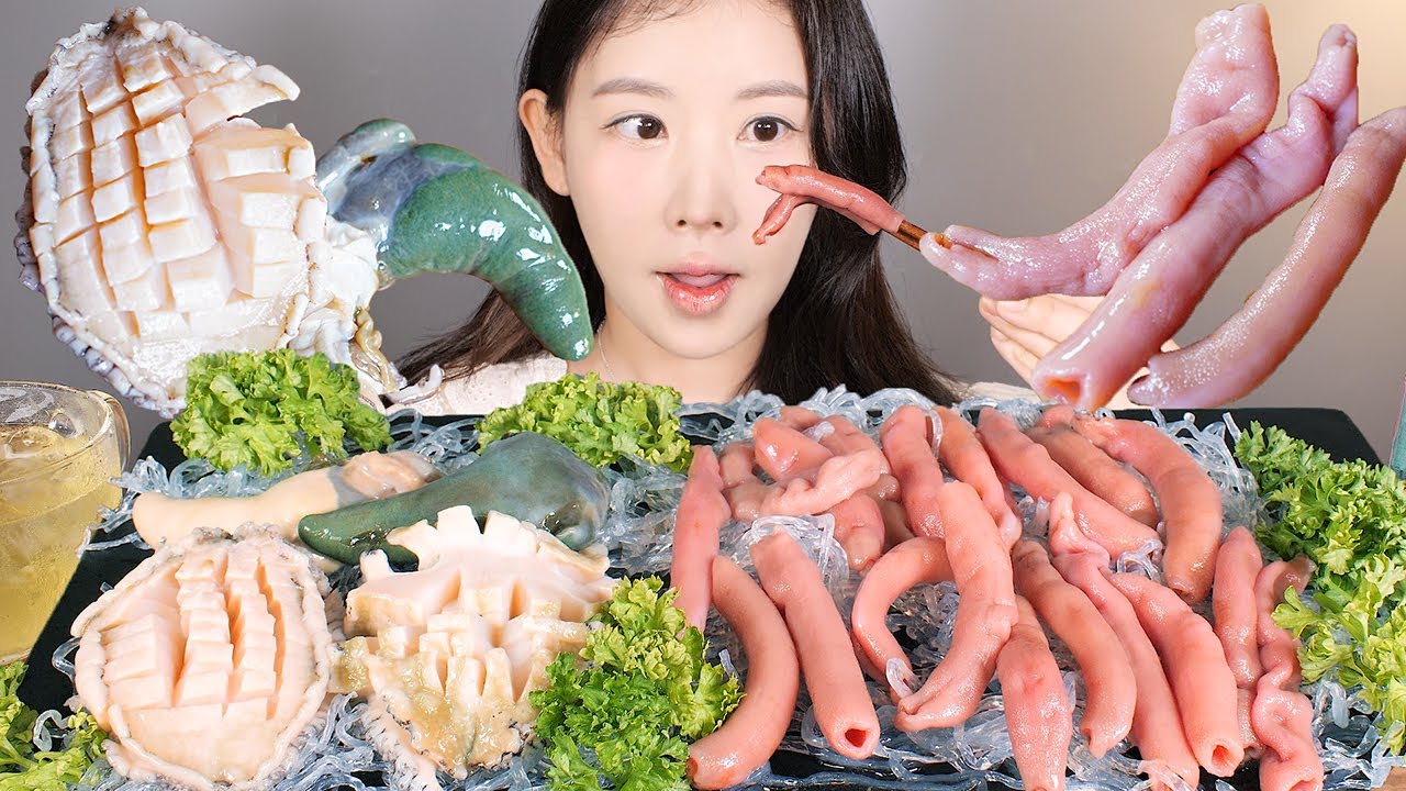 오독오독 달달한✨ 시장표 전복회 통개불 먹방 Spoon Worm & Abalone [eating show] mukbang korean food