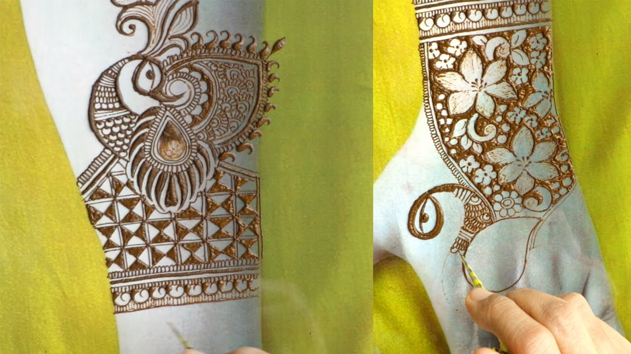 Learn Advance Bridal Mehendi design for Hand | Peacock and cut work flower | 2020 henna design