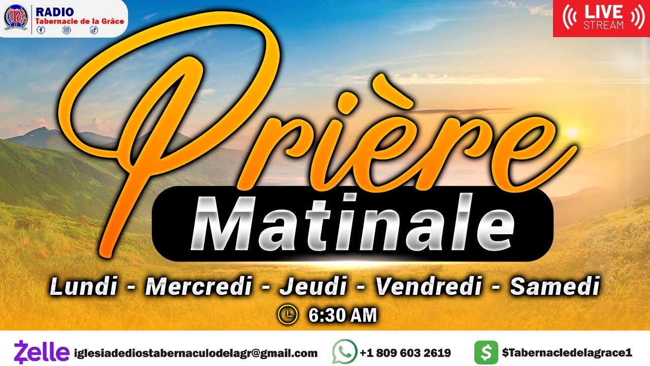 PRIÈRE MATINALE - MOMENT DE GRÂCE -  @SourcedelaGrace -  RADIO TABERNACLE DE LA GRACE 23JANVIER 2025