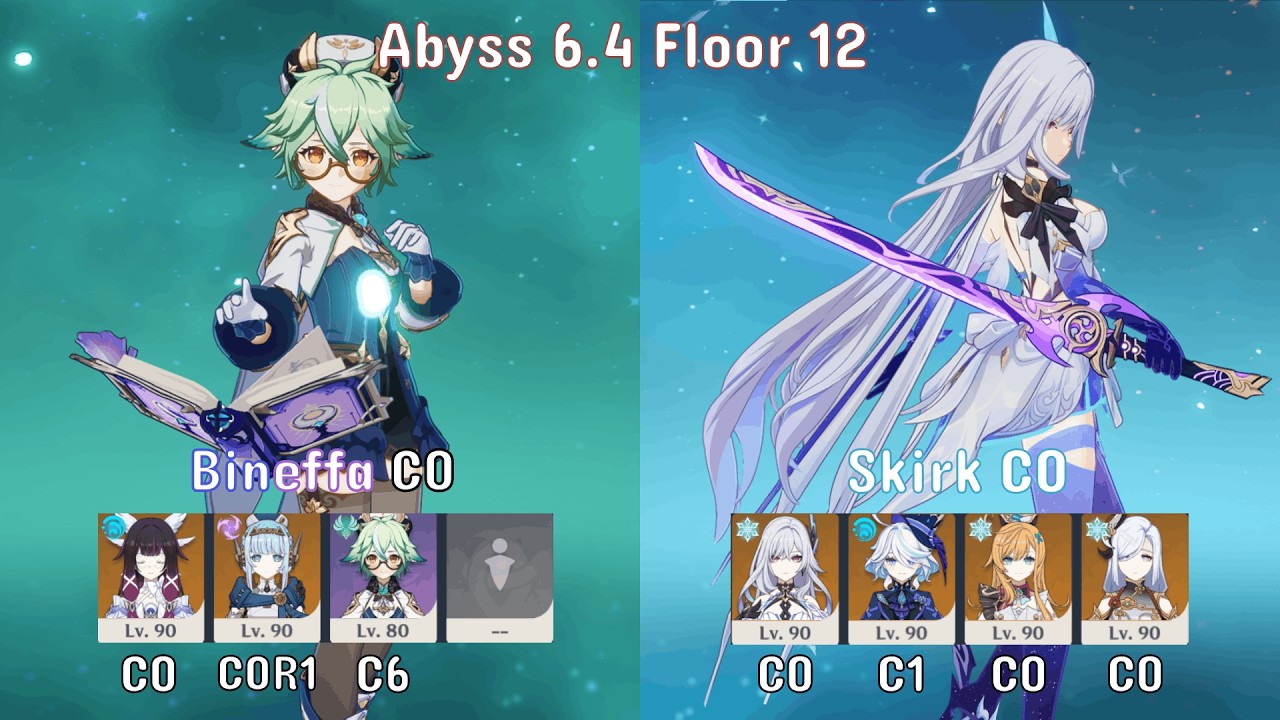 Bineffa C0 & Skirk C0 Triple Cryo - Abyss 6.4 Floor 12 w/9 Stars