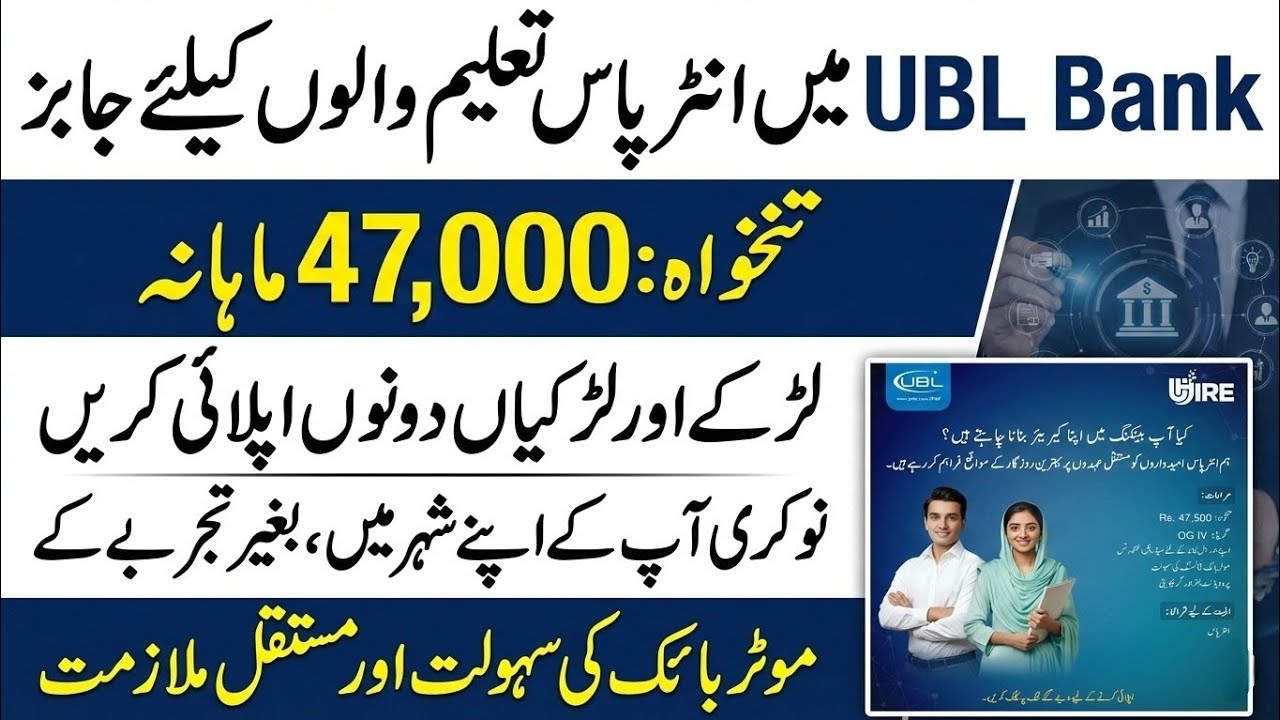 UBL Bank Jobs 2025 | Complete Online Apply Guide & Salary Details | Intermediate & Graduate