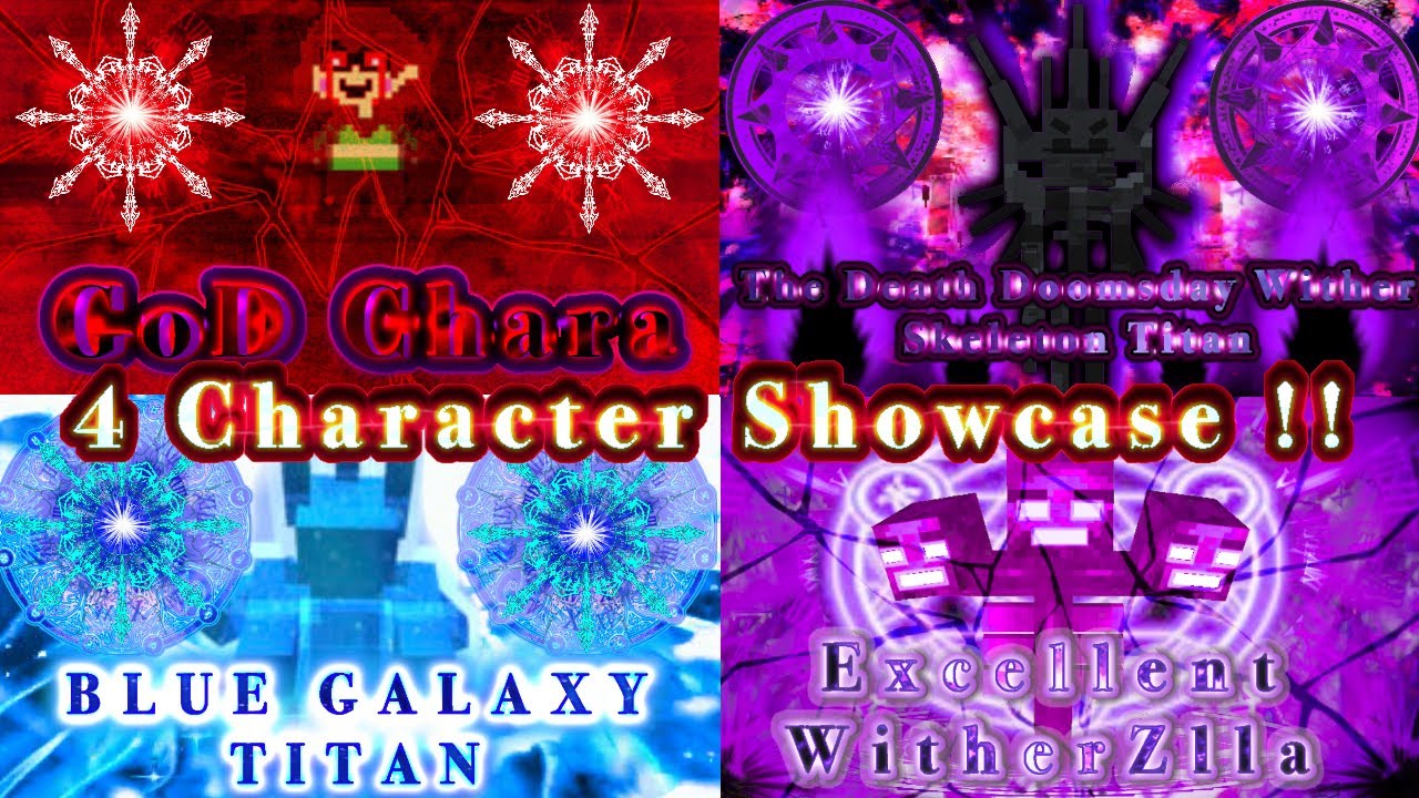 Minecraft PE BLUE GALAXY TITAN & God Chara & Wither skeleton TITAN & ExcellentWitherZilla Showcase