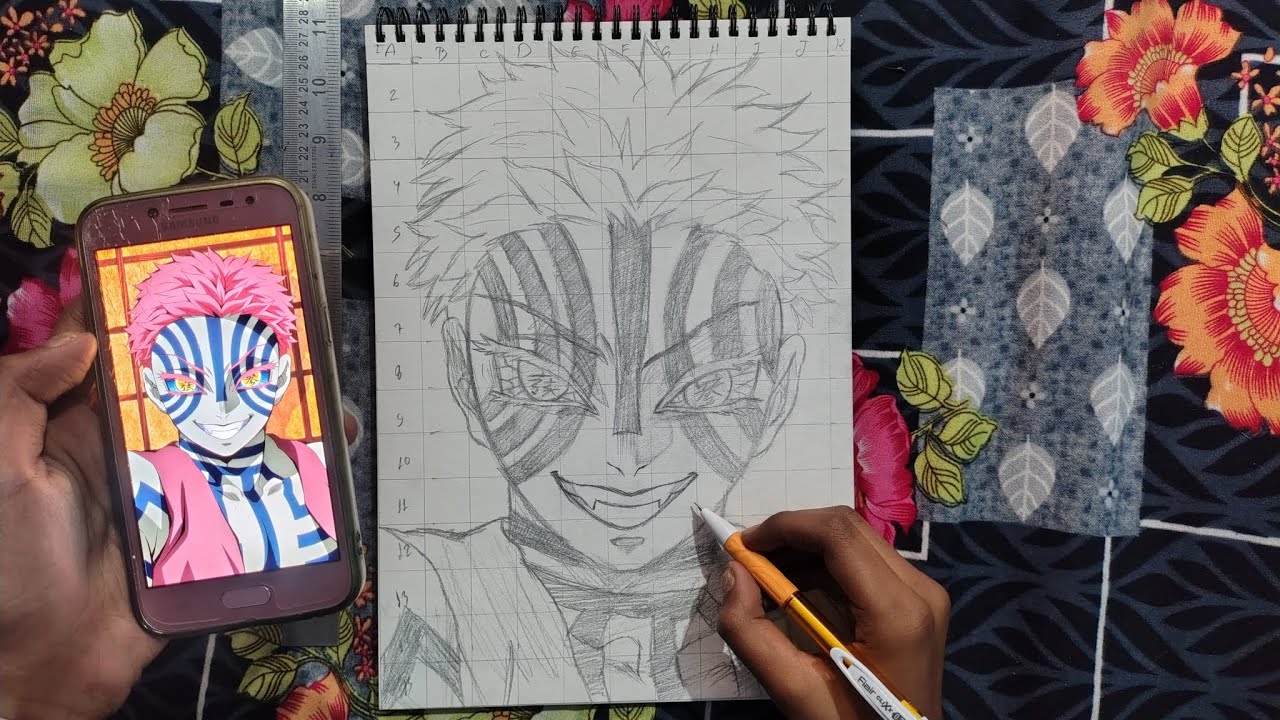 Akaza drawing 🔥| How to draw Akaza drawing outline tutorial 🔥