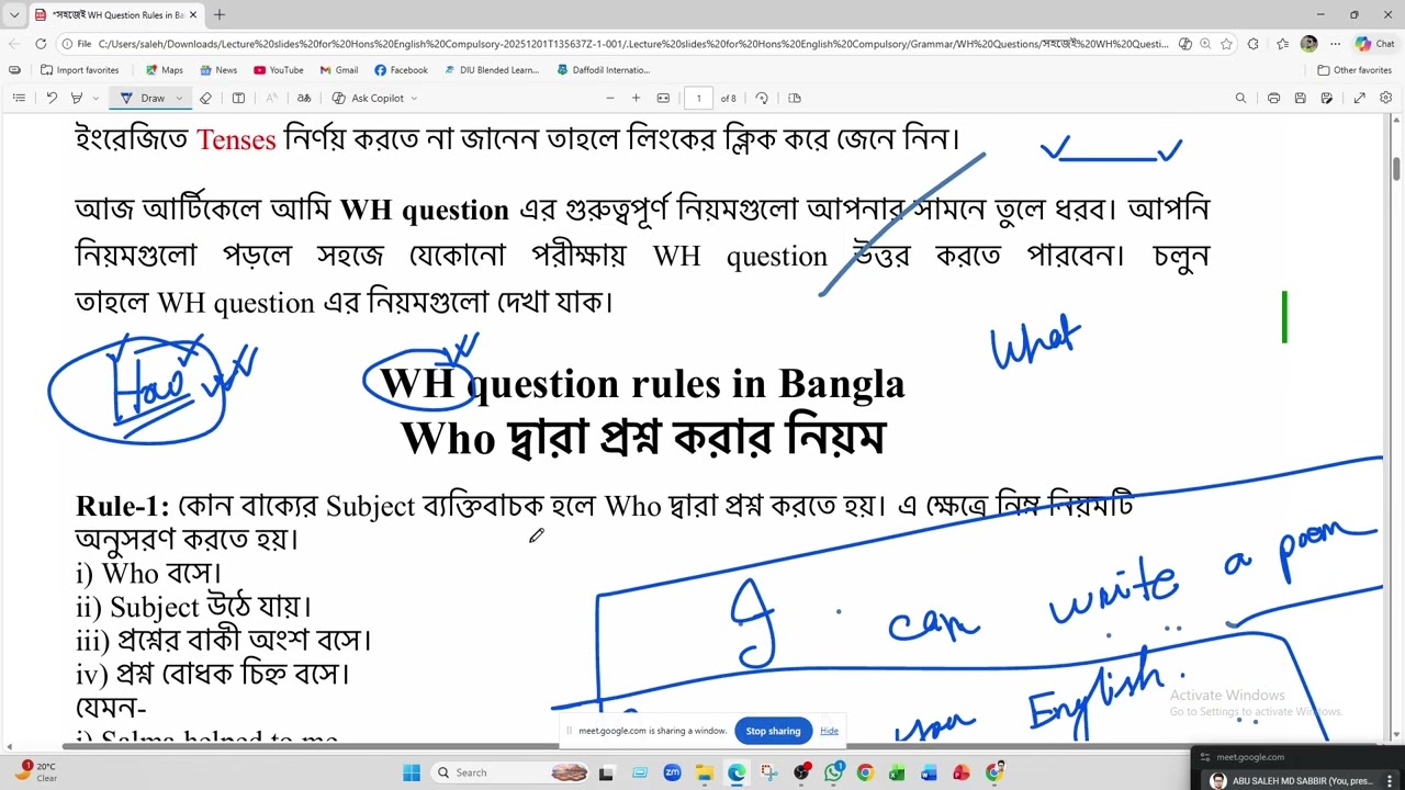 Wh question part 1 batch 1
