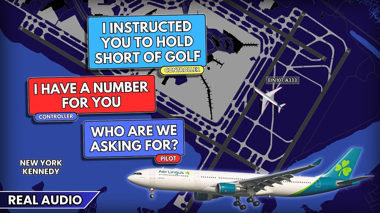 Aer Lingus pilots get a phone number after violating taxi instructions at JFK Airport. Real ATC
