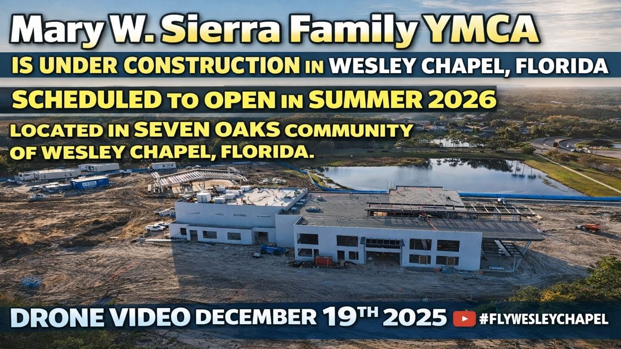 Mary W  Sierra Family YMCA, is under construction in Wesley Chapel, Florida Drone Video 12/19/2025