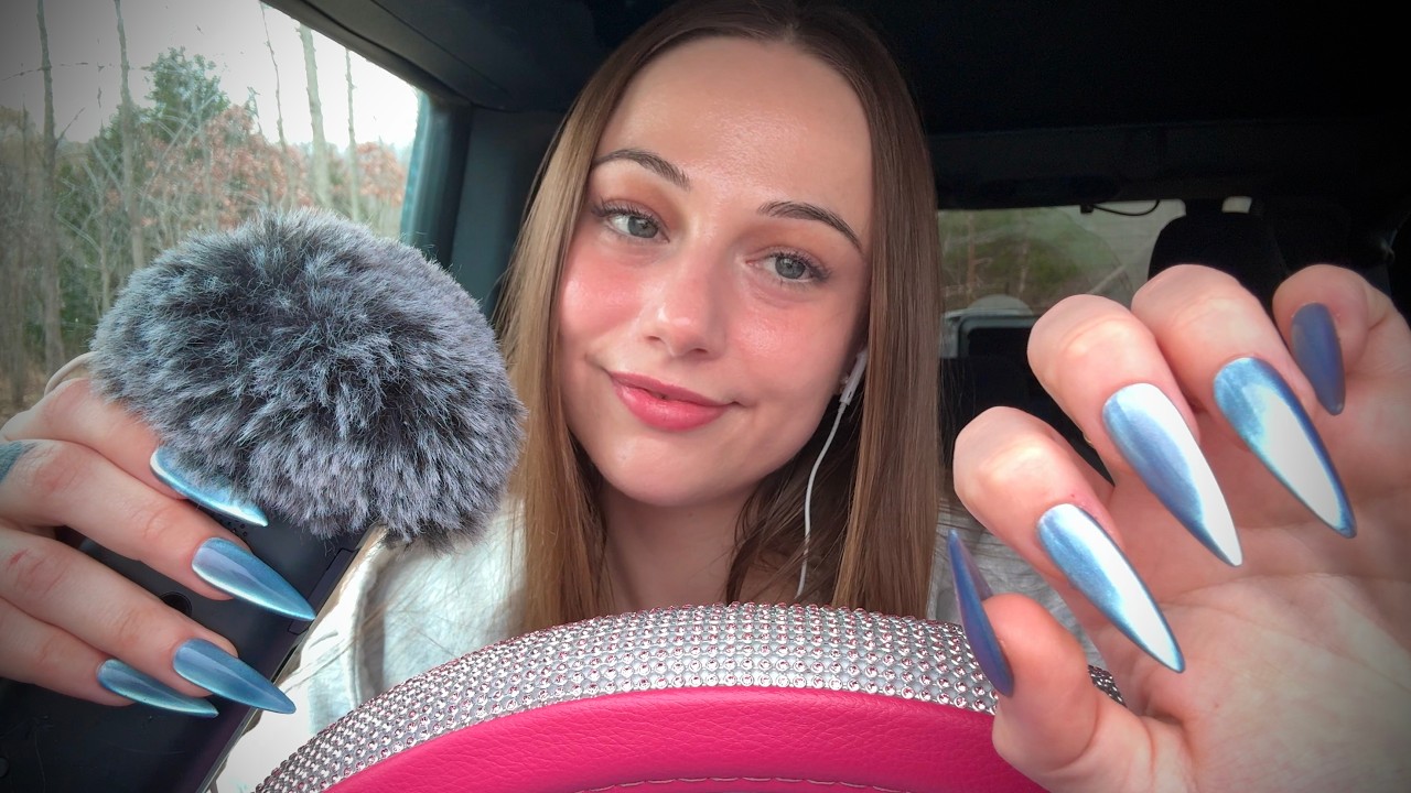 asmr in my car with only blue items ✨🚙