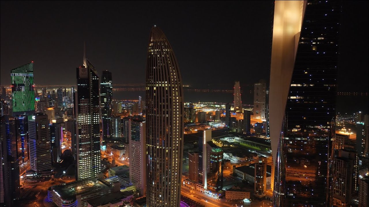 تصوير  جوي مدينة الكويت مساءاً - DJI drone