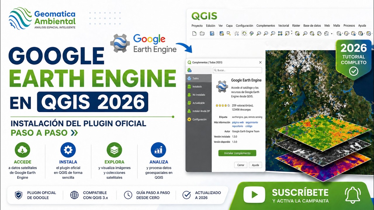 🚀 INSTALA GOOGLE EARTH ENGINE EN QGIS 2026 | Plugin oficial paso a paso 🌍🛰️