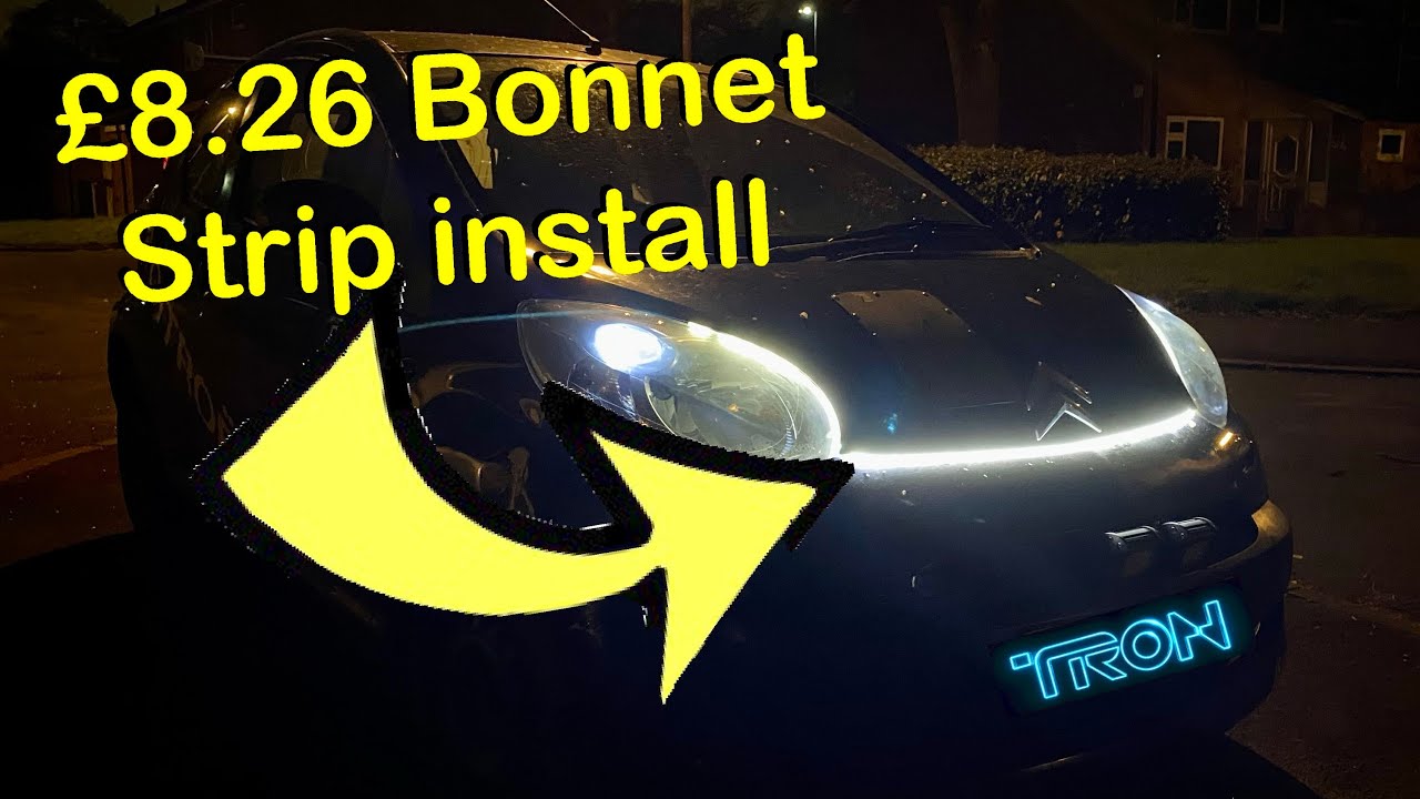 LED Hood Strip Install / Dynamic Car Bonnet Strip Daytime Running Light DRL (C1/CityBug/Aygo/107)