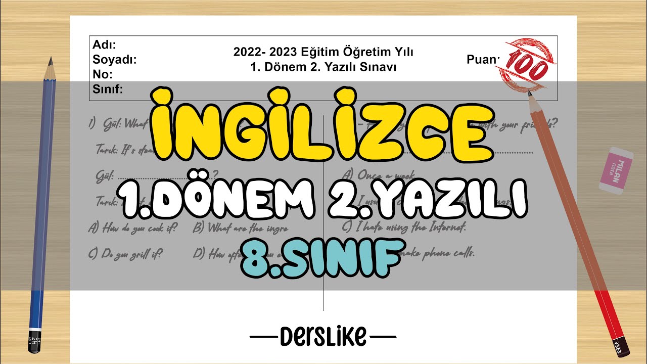 8. Sınıf İngilizce 1.Dönem 2.Yazılı Soruları #2023