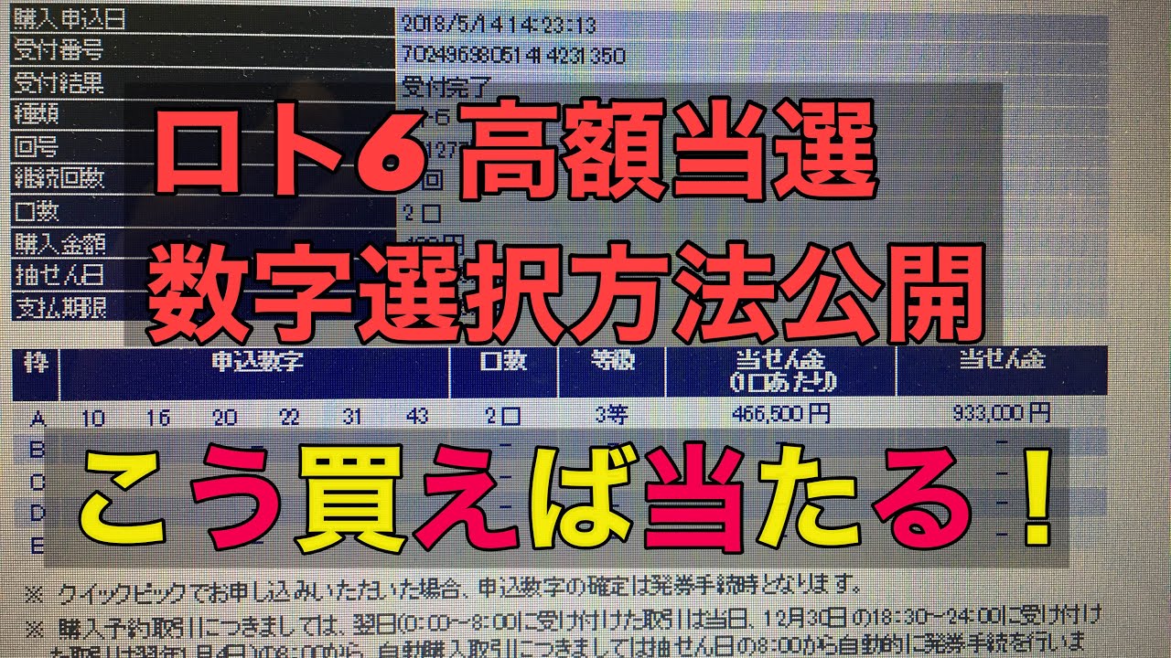 ロト6  数字の選択法、高額当選を狙っちゃえ❗️