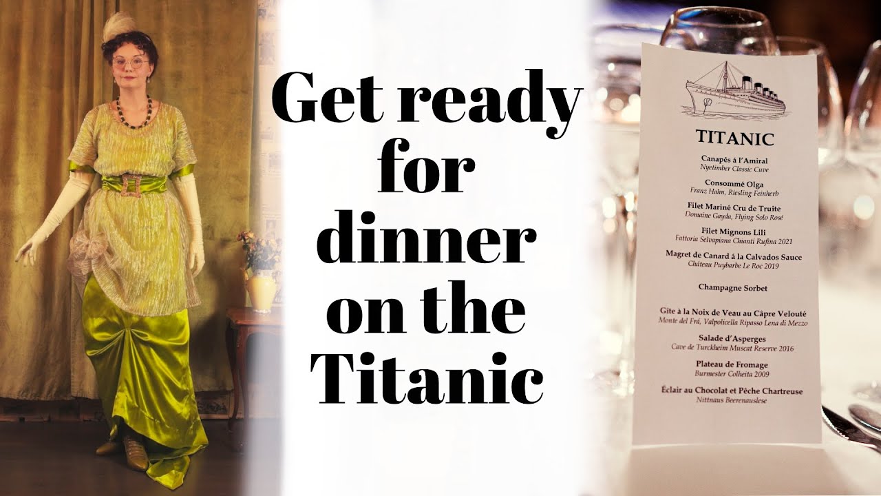 getting ready for a Titanic dinner. 1912 dress, hair and makeup