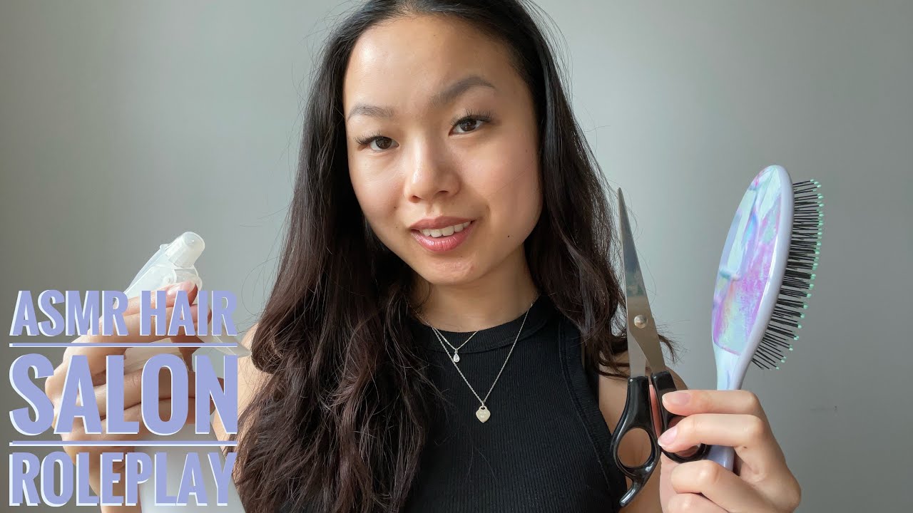 ASMR Relaxing Hair Salon Roleplay 💆🏻‍♀️ (Real Hair Brushing, Trimming, and Massage)