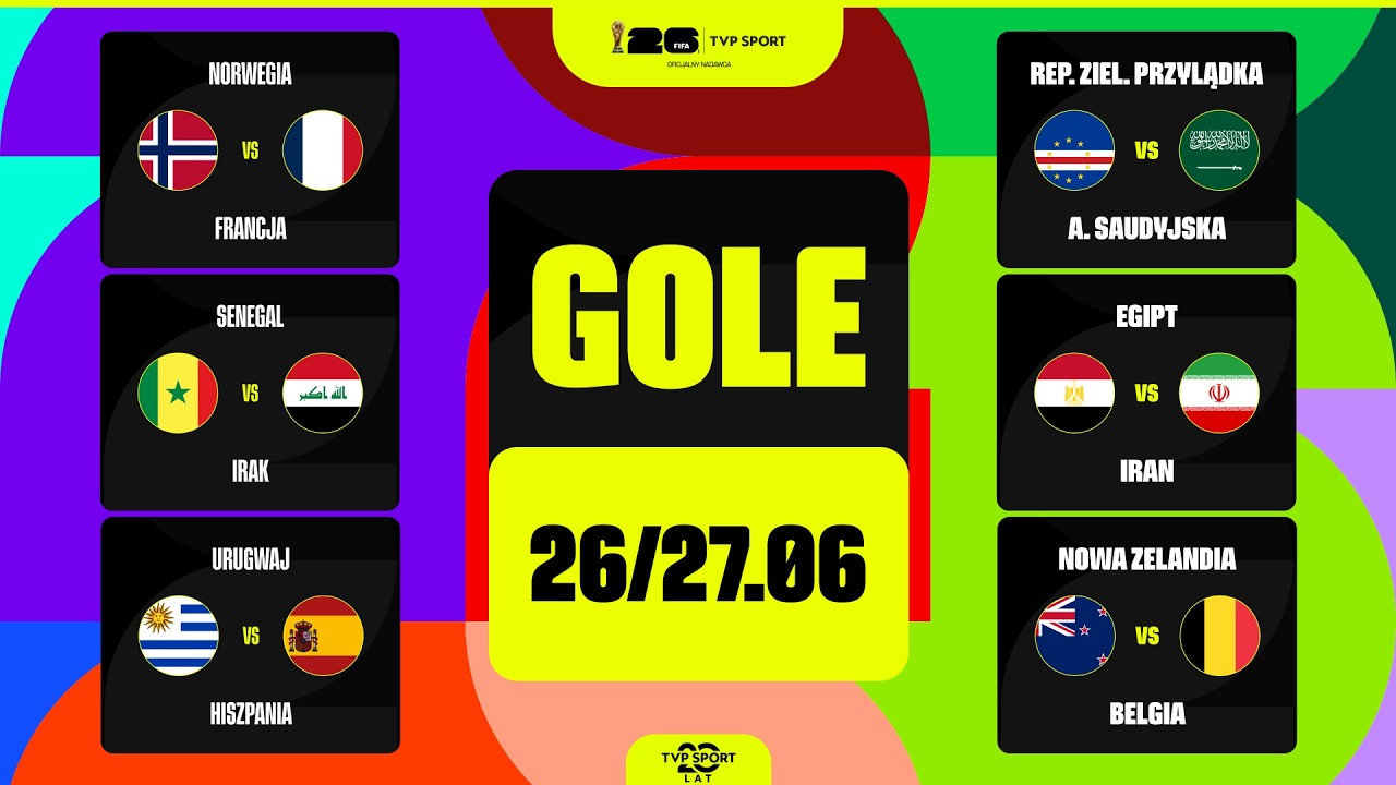 GOLE MUNDIALU: 26/27.06. GRUPA G, H i I - 3. TYDZIEŃ. NOC PIĘKNYCH BRAMEK