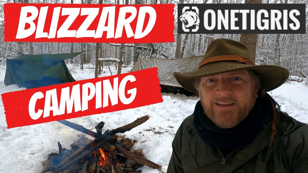 OneTigris Backwoods Bungalow Tent Camping In Snow Storm | Hammock Camping in Snowstorm | Hyke & Byke