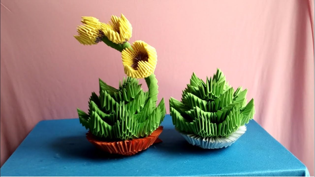 How to make origami 3d Succulent - Làm cây sen đá origami 3d