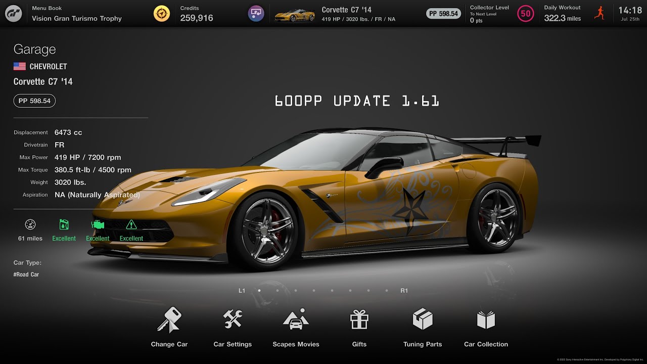 [Gran Turismo 7]  Corvette C7'14 600pp tunes U 1.61