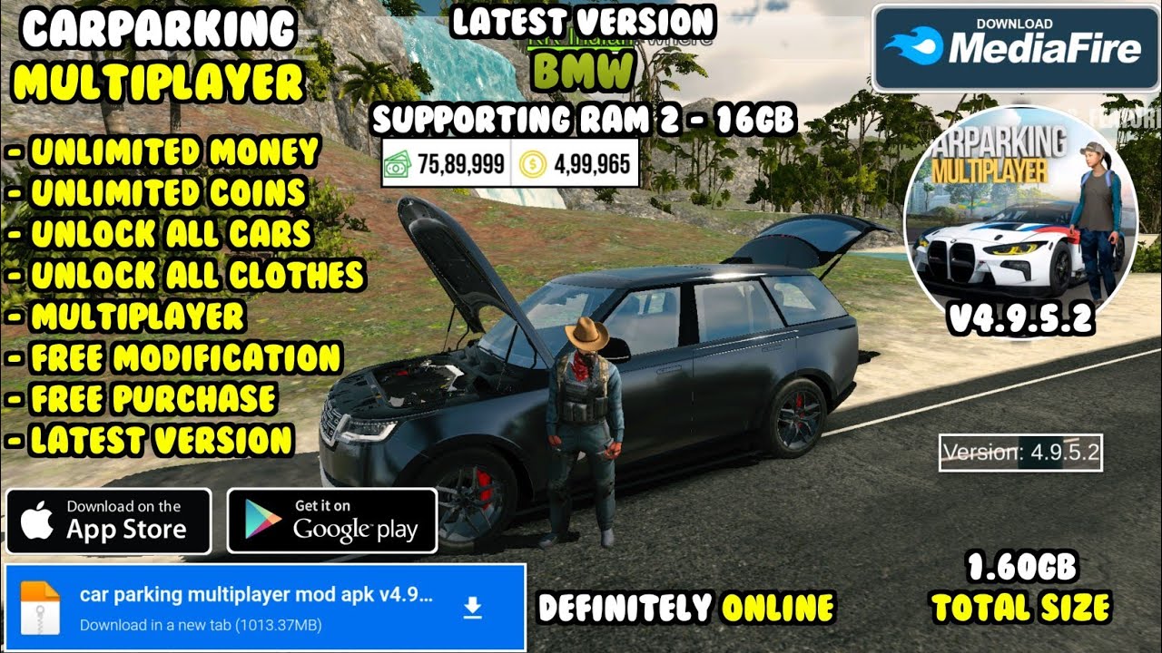car parking multiplayer mod apk v4.9.5.2 | new update, unlimited money, new cars added, unlock all