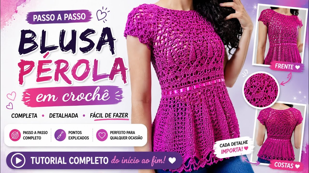 Blusa Pérola em crochê - Aula 1 Por Débora Vilarins ✨