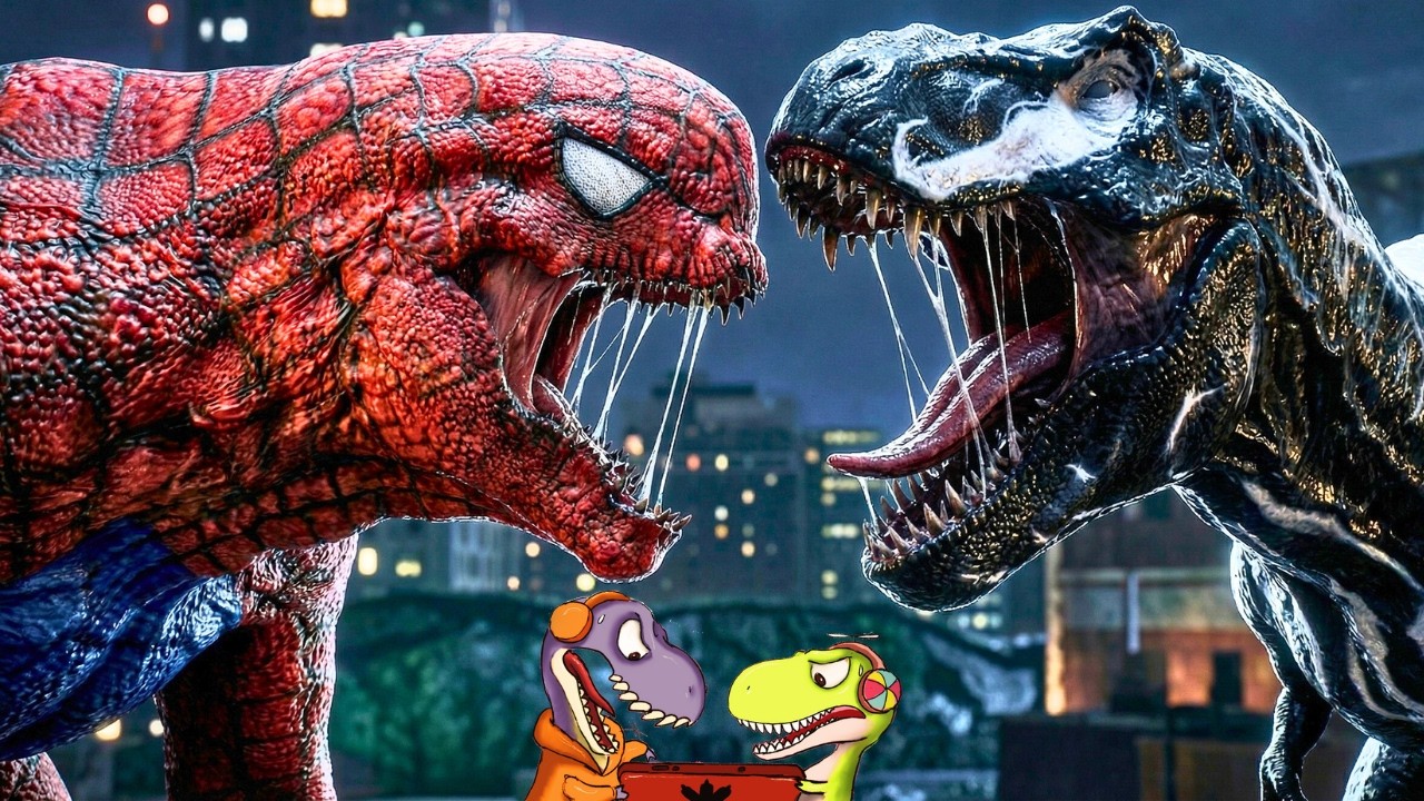 D. Rex SPIDERMAN vs T. Rex SUPEREROI 🦖💥 BATTLE ROYALE