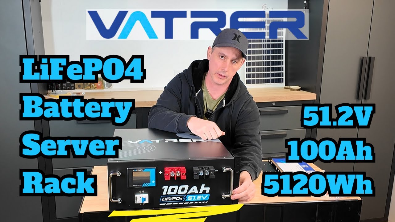 Vatrer 48V(51.2V) 100Ah LiFePO4 Lithium Solar Battery