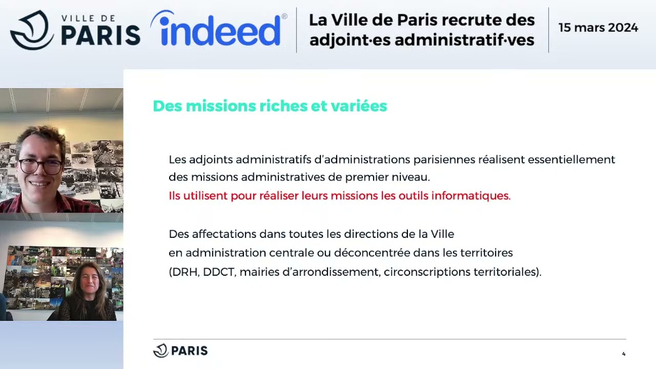 La Ville de Paris recrute 260 adjointes et adjoints administratifs en 2024 !