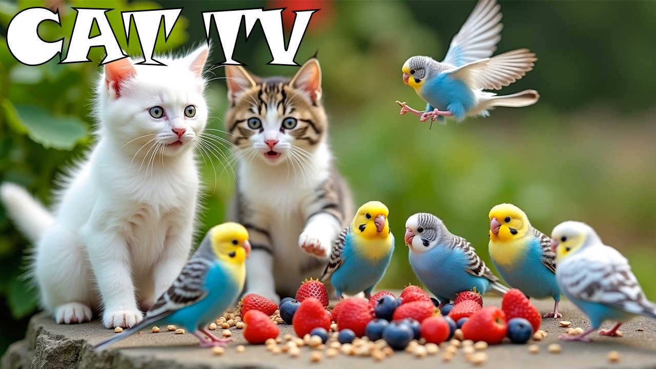 Природная терапия для кошек, когда они остаются дома одни: 4K-телевидение для кошек с прекрасными...