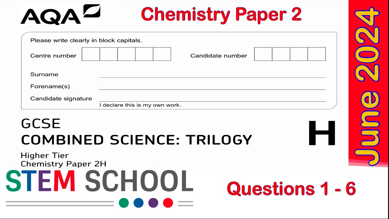 GCSE AQA  Combined Science Chemistry Higher - 2024 - Paper 2