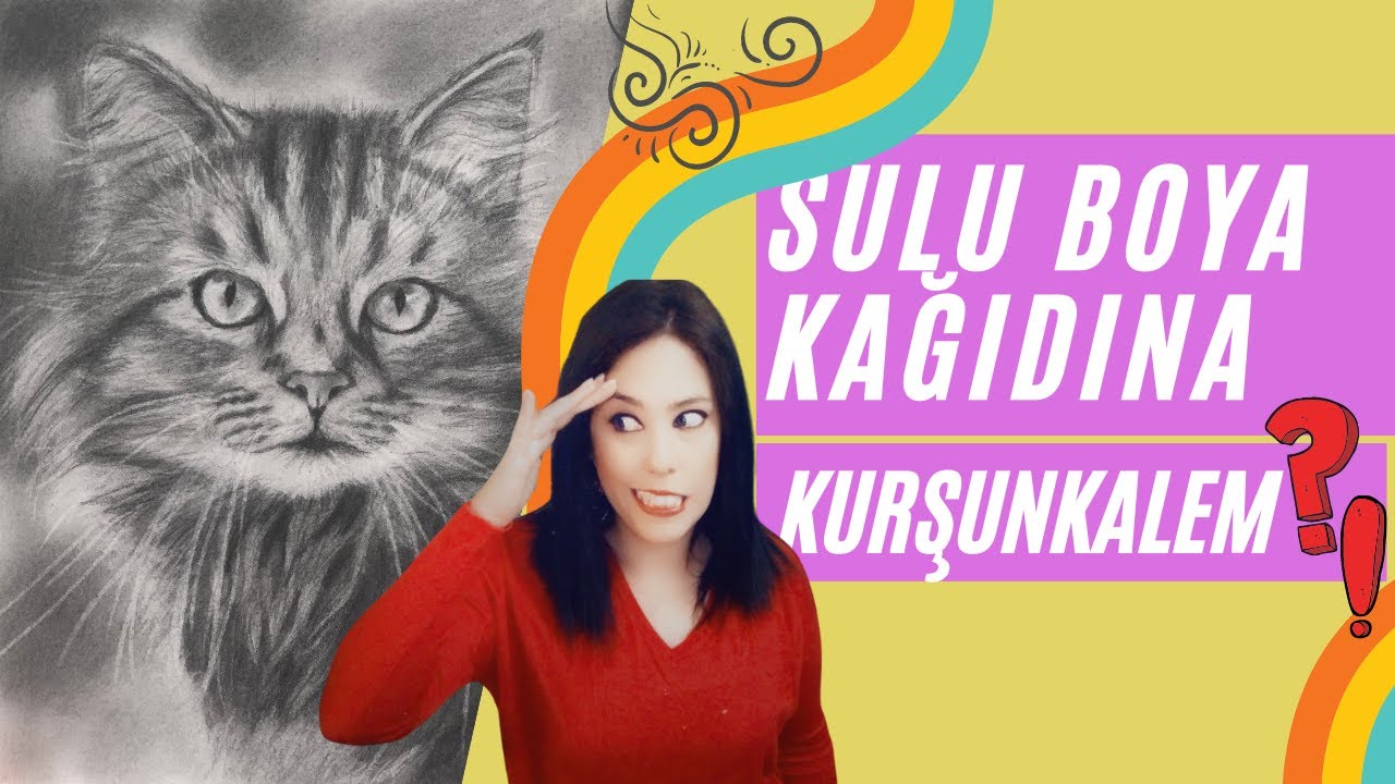 Sulu Boya Kağıdına Kurşunkalemle Gerçekçi Kedi Çizimi Yaptım!