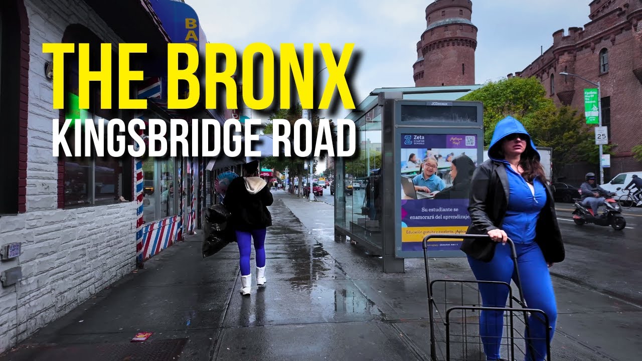 The Bronx Kingsbridge Road Rainy Day 4K Walking Tour NYC   4K