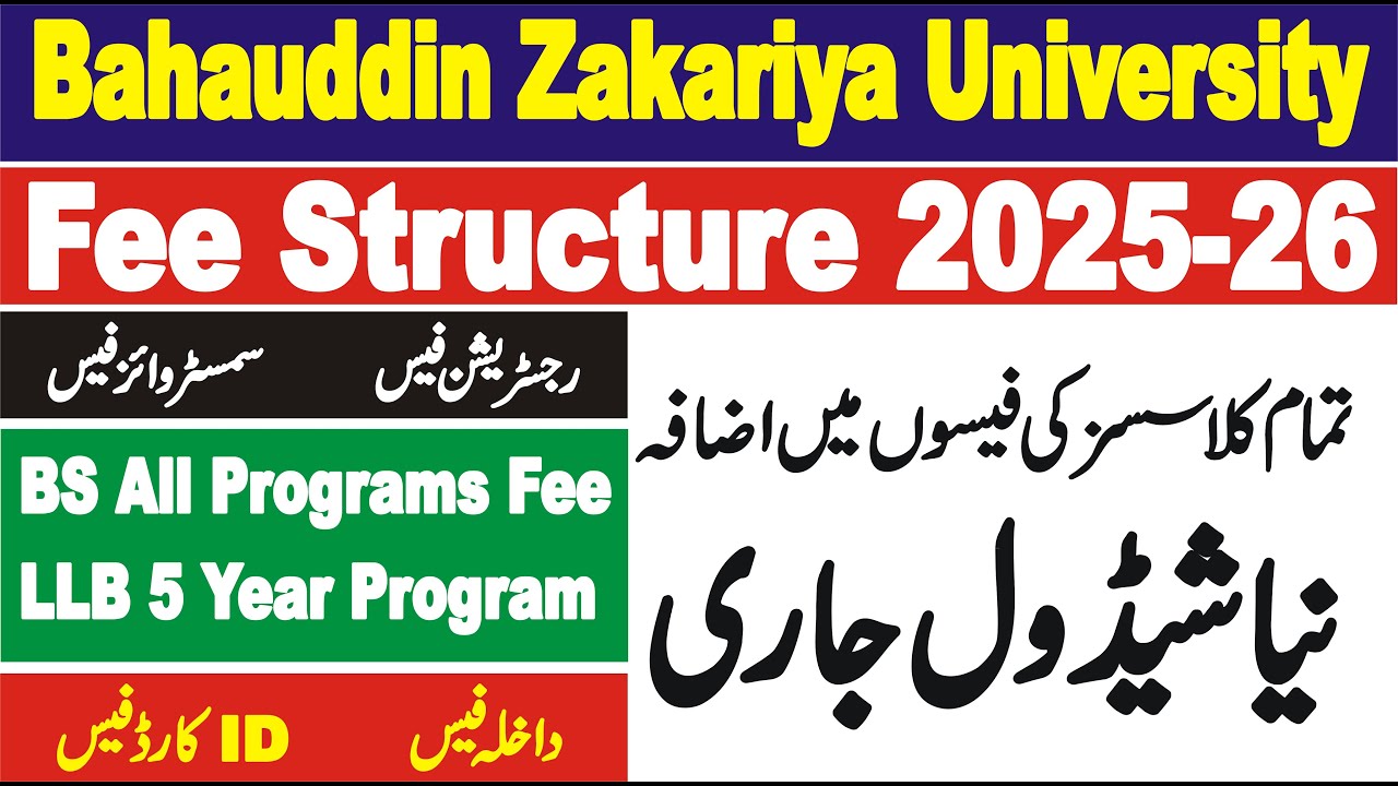 BZU Fee Structure all BS Programs and LLB | Fee Undergraduate Programs BZU | Fee Structure 2025-26 |