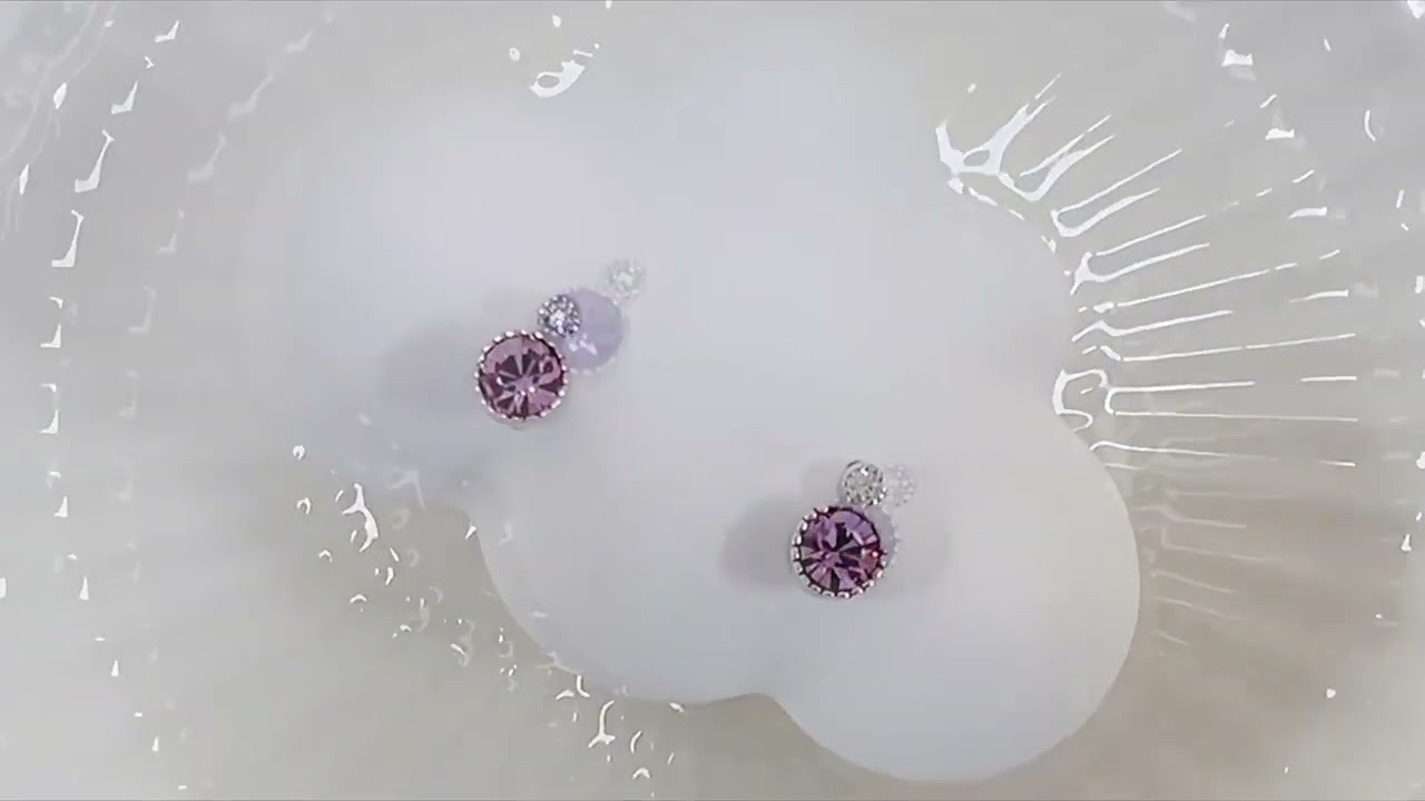 3 colours luxury crystal stud earrings with 925 silver