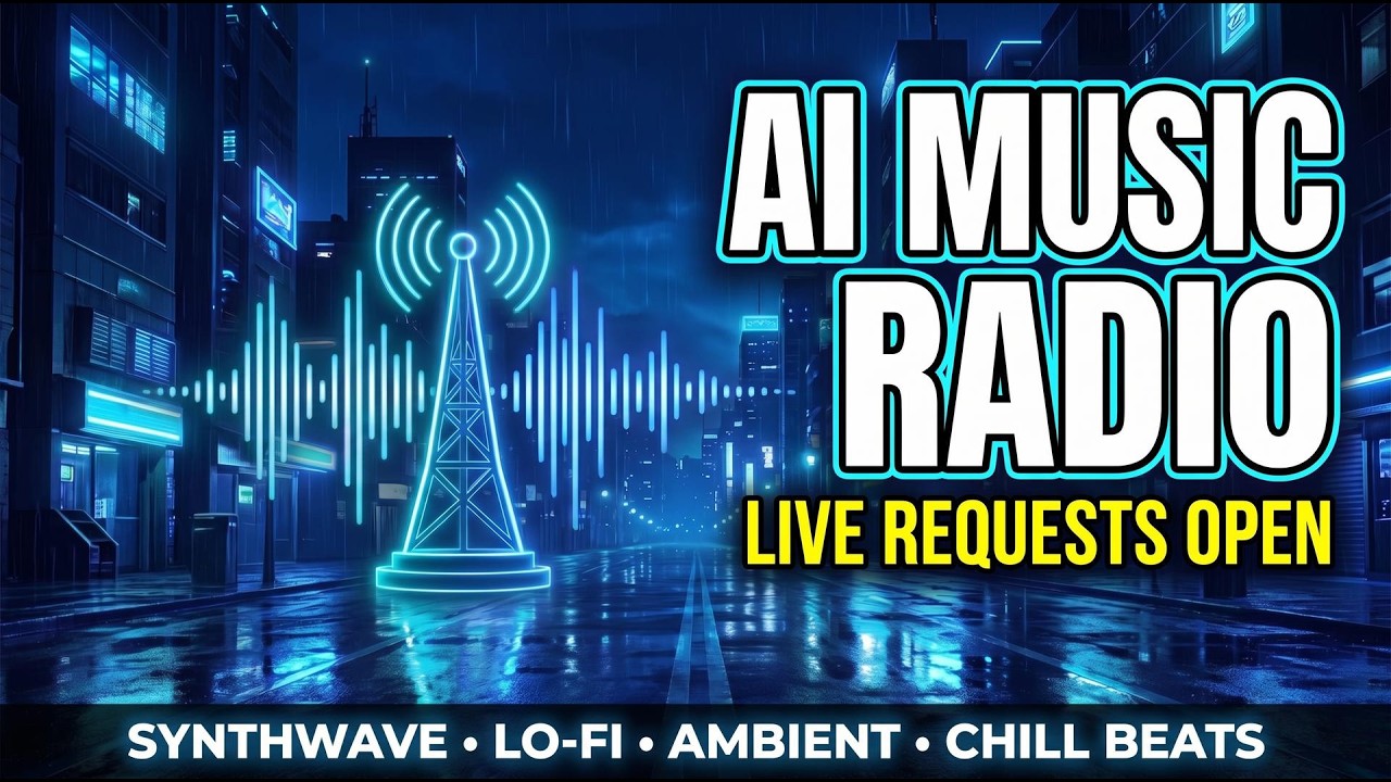 AI Generated Music Radio &mdash; Synthwave, Lo-Fi, Chill Beats & Ambient | Live Viewer Requests