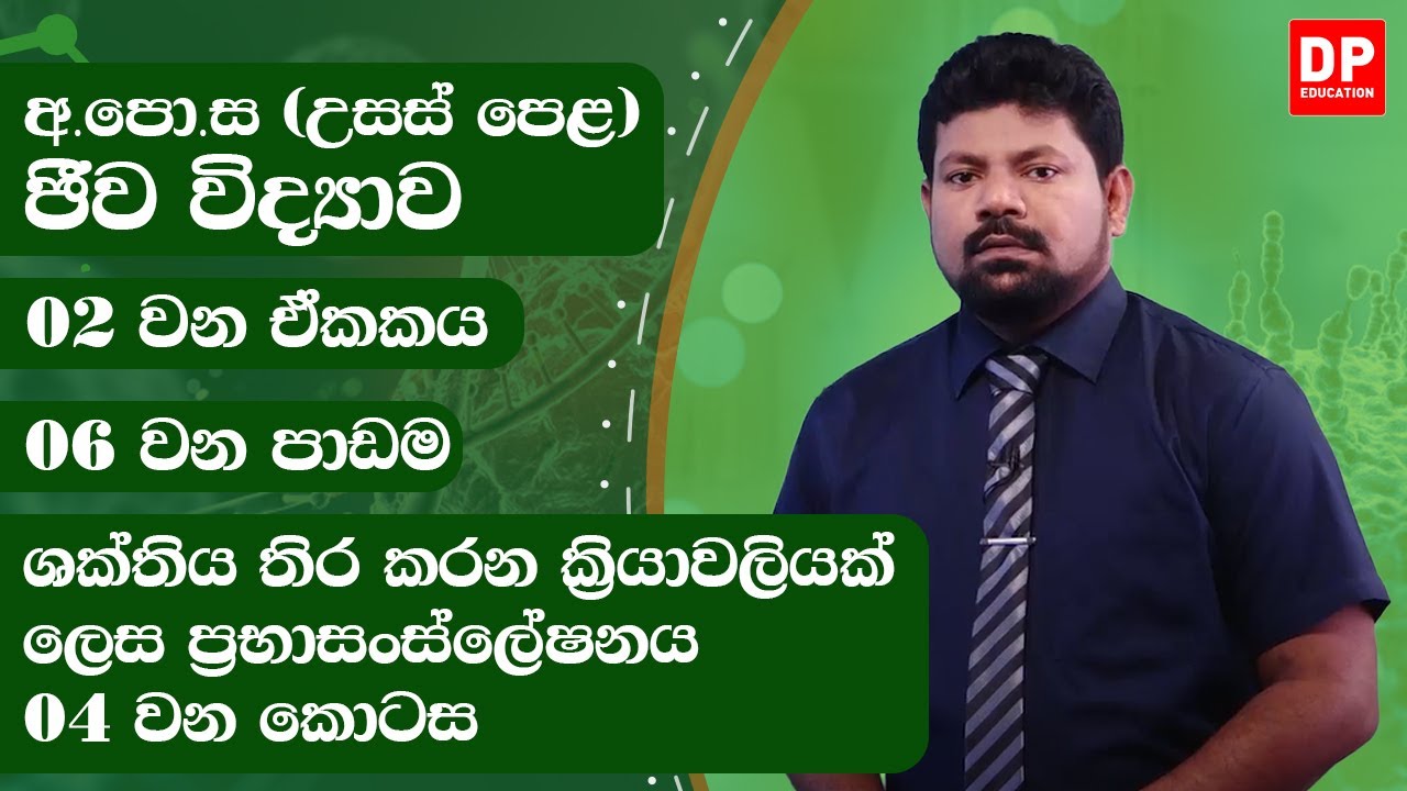 2 වන ඒකකය | 06  වන පාඩම -  ශක්තිය තිර කරන ක්‍රියාවලියක් ලෙස ප්‍රභාසංස්ලේෂණය  -  04 වන කොටස.