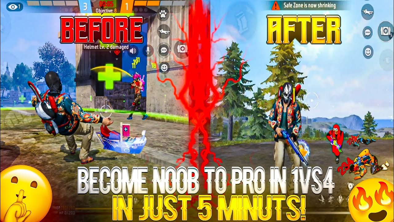 How To Win Every 1 Vs 4 Fight in Free Fire || Free Fire Pro Tips and Tricks || M4X FF