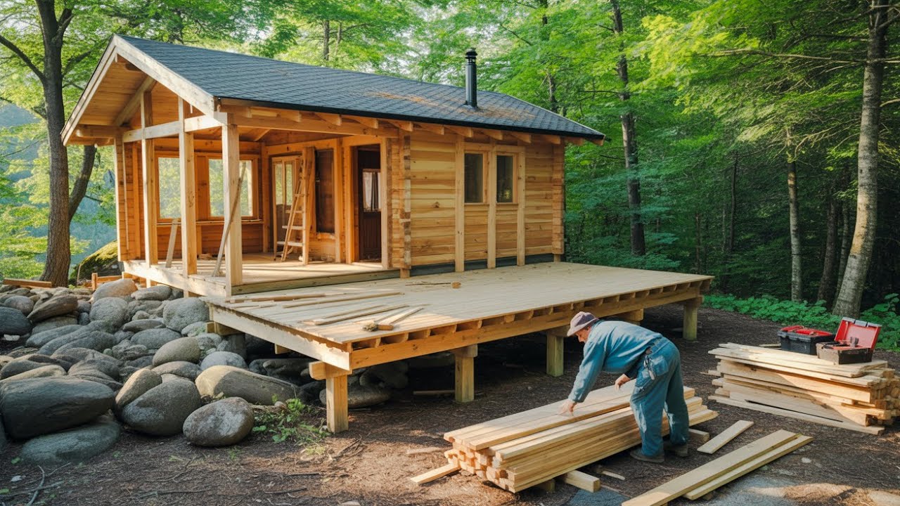Man Builds Beautiful Wooden Cabin in the Forest | From Start to Finish by@My personal journal outdoor