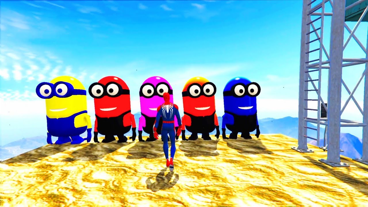 GTA 5 Epic Ragdolls: RED SPIDERMAN VS RED MINION VS SPIDERMAN (Euphoria Physics & Funny Fails)