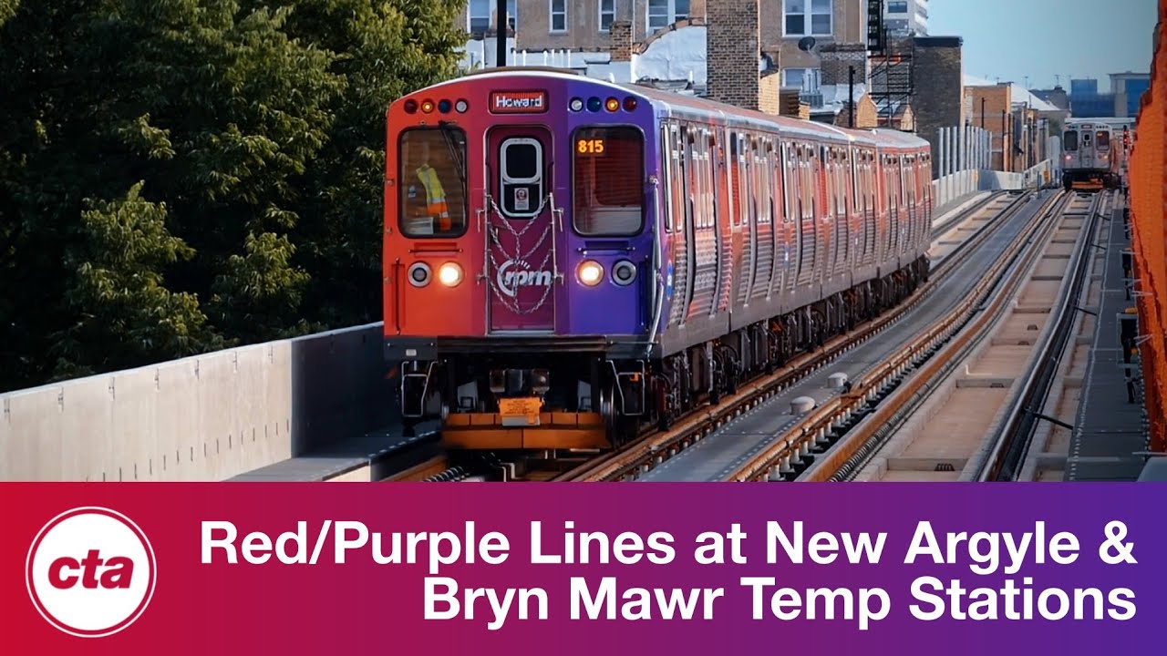 CTA 'L' - Red and Purple Lines at New Argyle + Bryn Mawr Temporary Stations (Aug-Sept 2023)