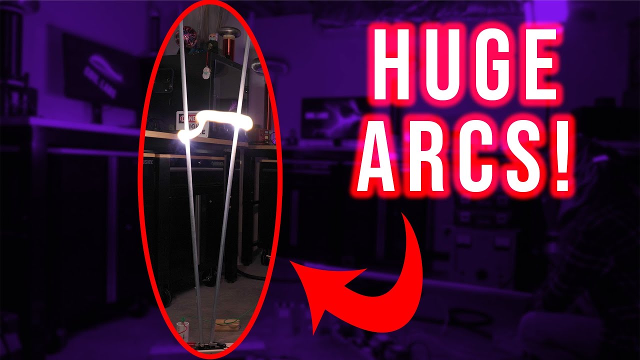 Huge Jacob’s Ladder with Resonant Microwave Oven Transformers!