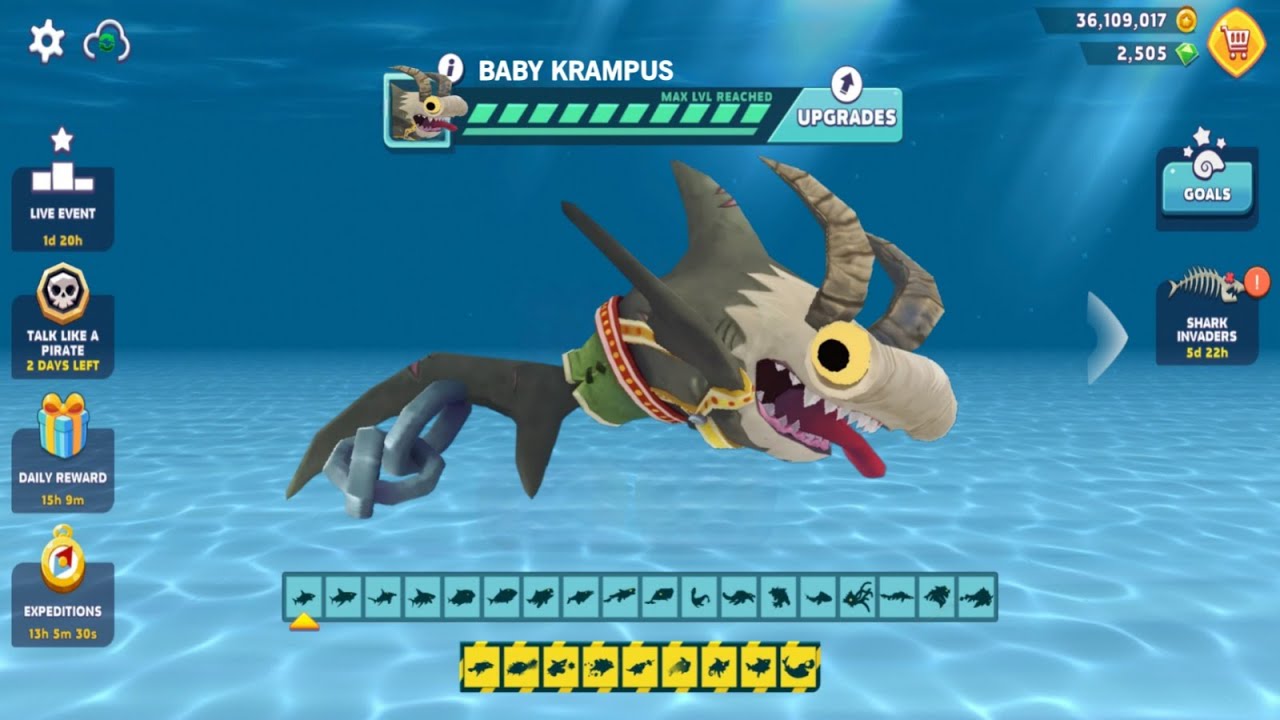 NEW BABY KRAMPUS UNLOCKED AND BABY KRAMPUS GAMEPLAY - Hungry Shark Evolution