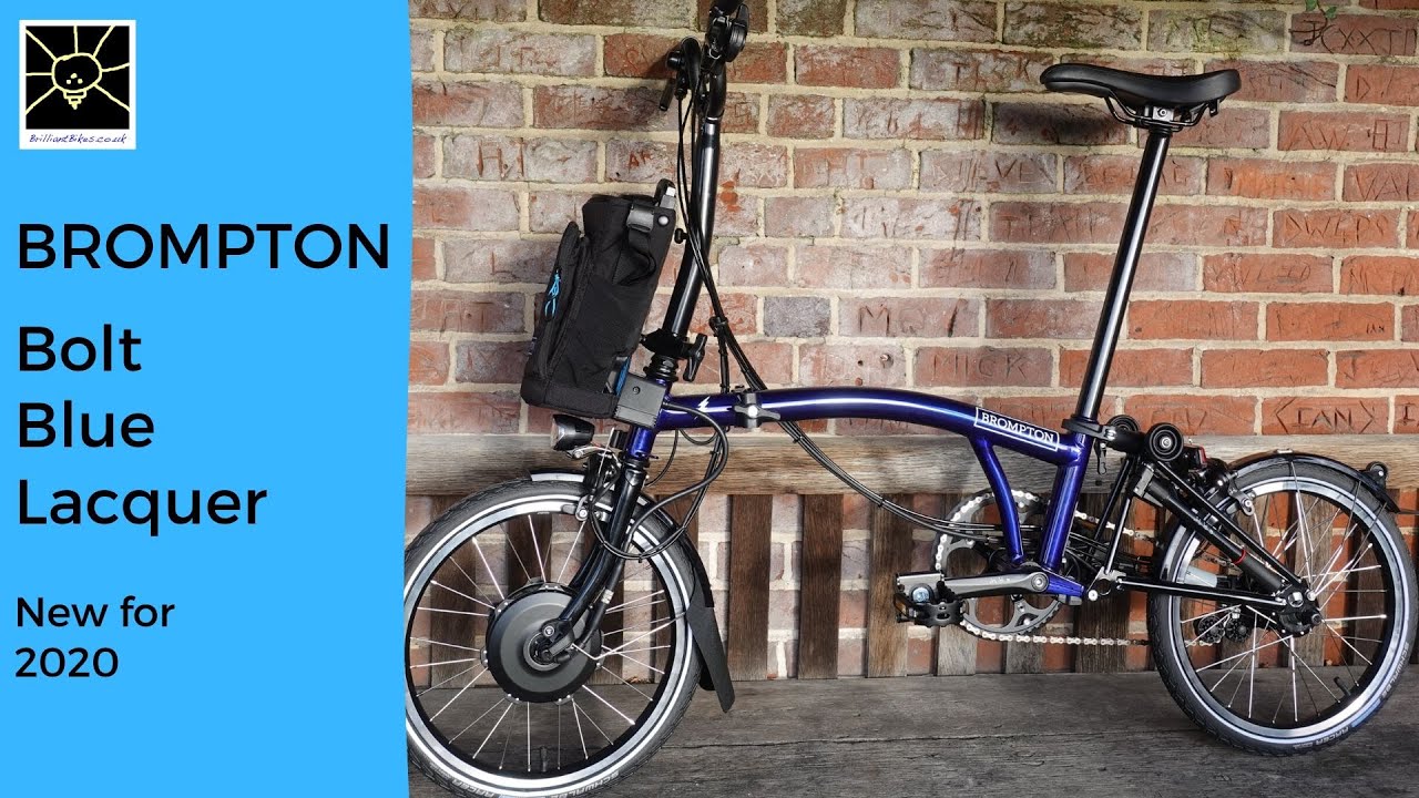 New 2020 Brompton Electric folding bike colour - Bolt Blue Lacquer