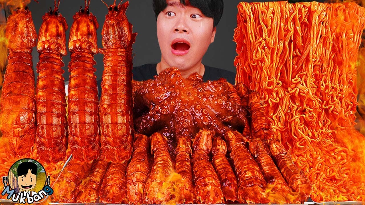 ASMR MUKBANG | ОСТРАЯ ЛАПША, отваривать морепродукты, Осьминог рецепт блюда ! принимать пищу