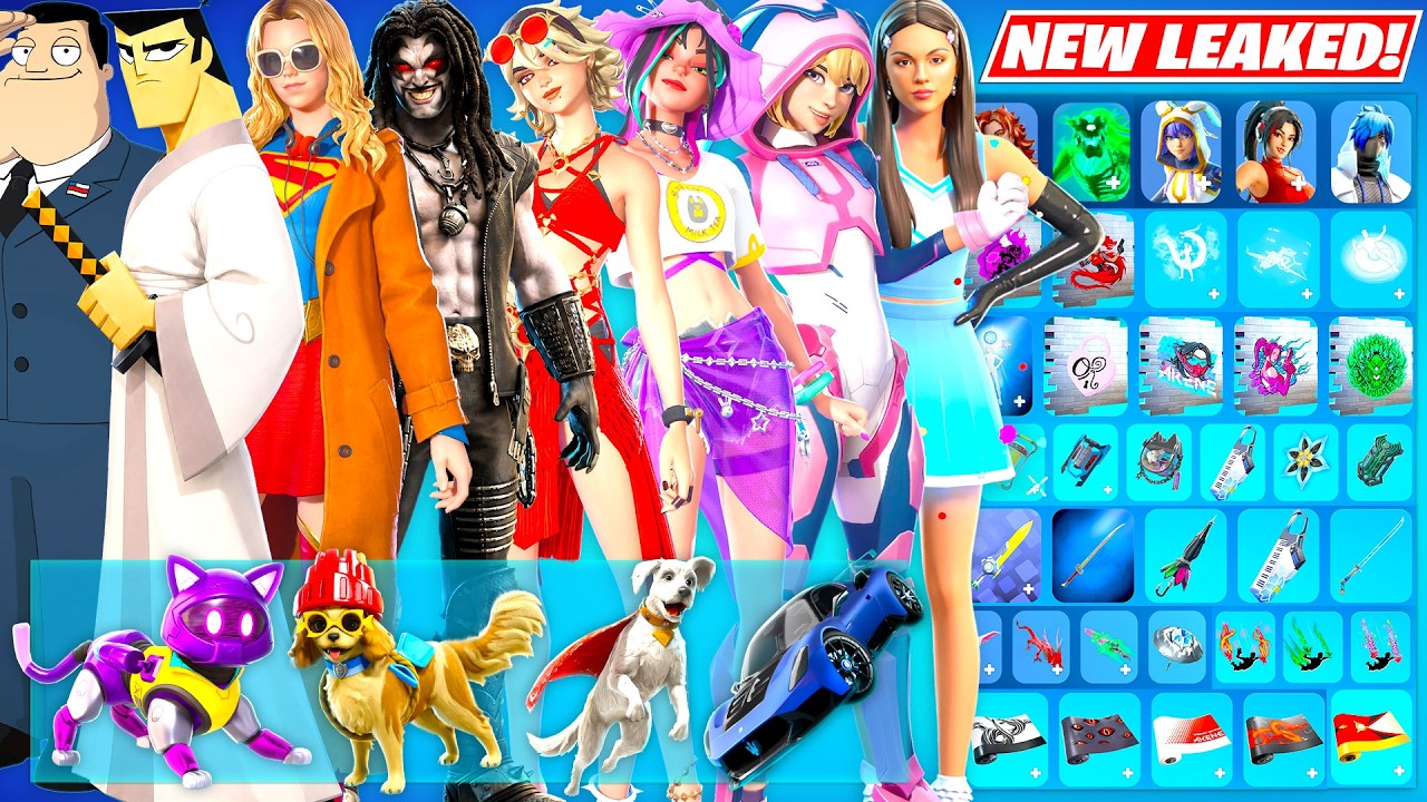 ПОЛНЫЙ ОБЗОР ВСЕХ НОВЫХ сливов косметики в Fortnite (American Dad, Samurai Jack, летний набор, Ol...